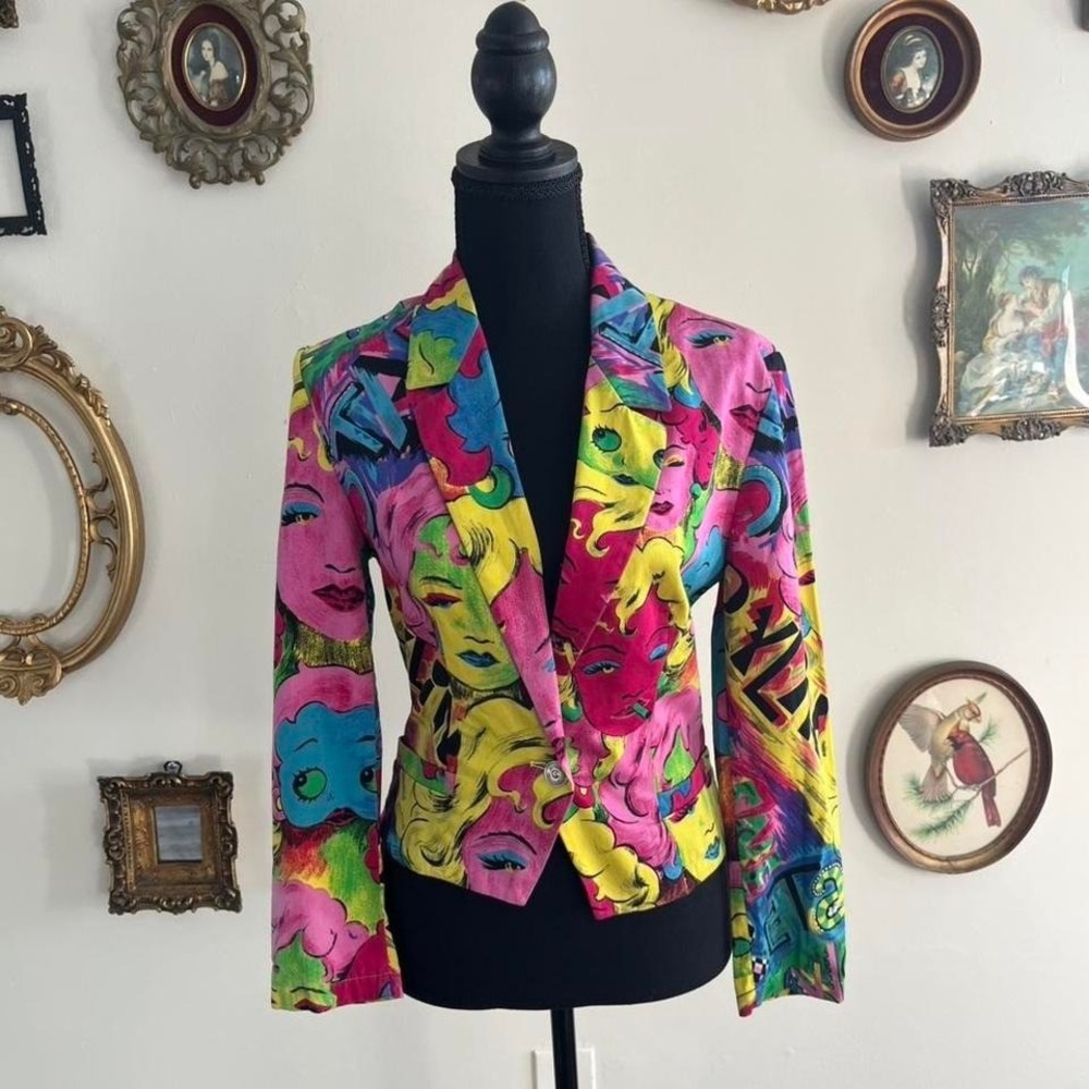 Vintage 1991 Gianni Versace Pop Art betty boop marlin Monroe Blazer Jacket